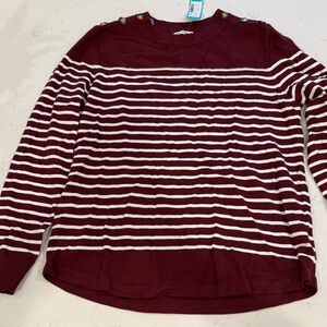 Pink Clover Burgundy and White Striped Sweater